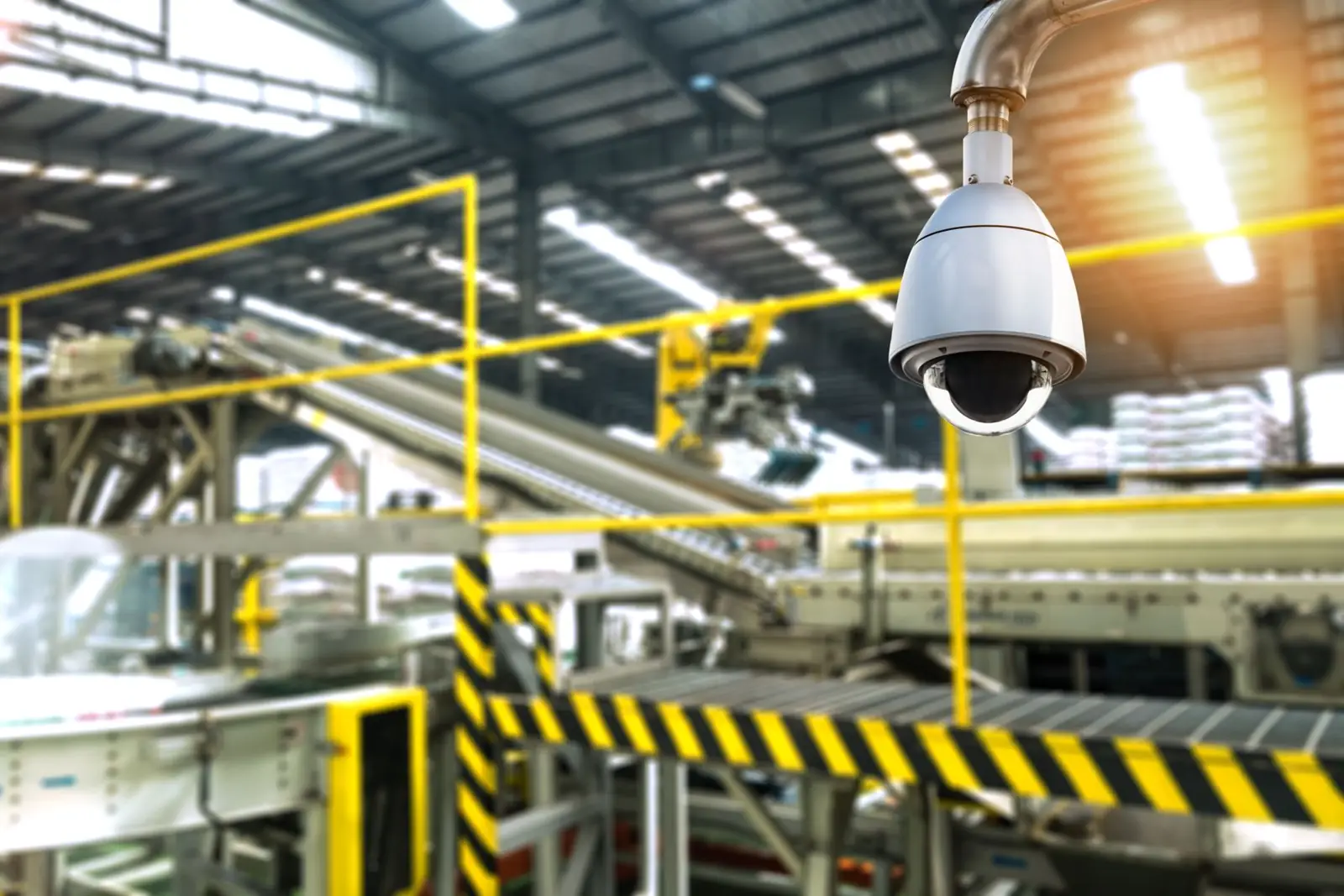Commercial security camera on an industrial building