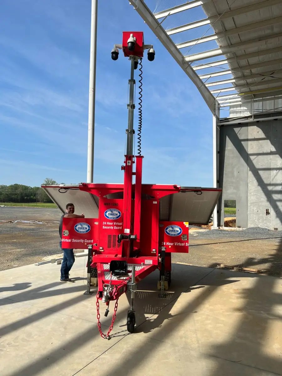 Owen video monitoring mobile unit on a job site